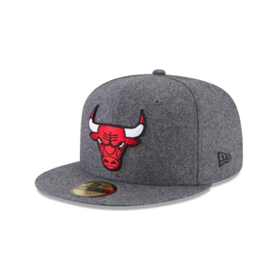 Grey Chicago Bulls Hat - New Era NBA Melton Wool 59FIFTY Fitted Caps USA0612459